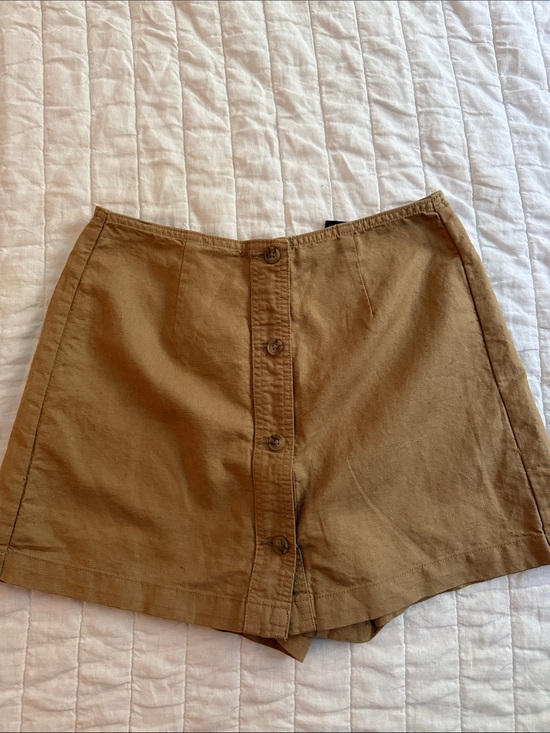 GAP Pants - GAP Button-Front High-Rise Linen/Cotton Blend Skort in Khaki